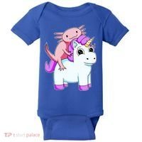 Axolotl Riding A Unicorn Funny Cute Baby Bodysuit thumb 0