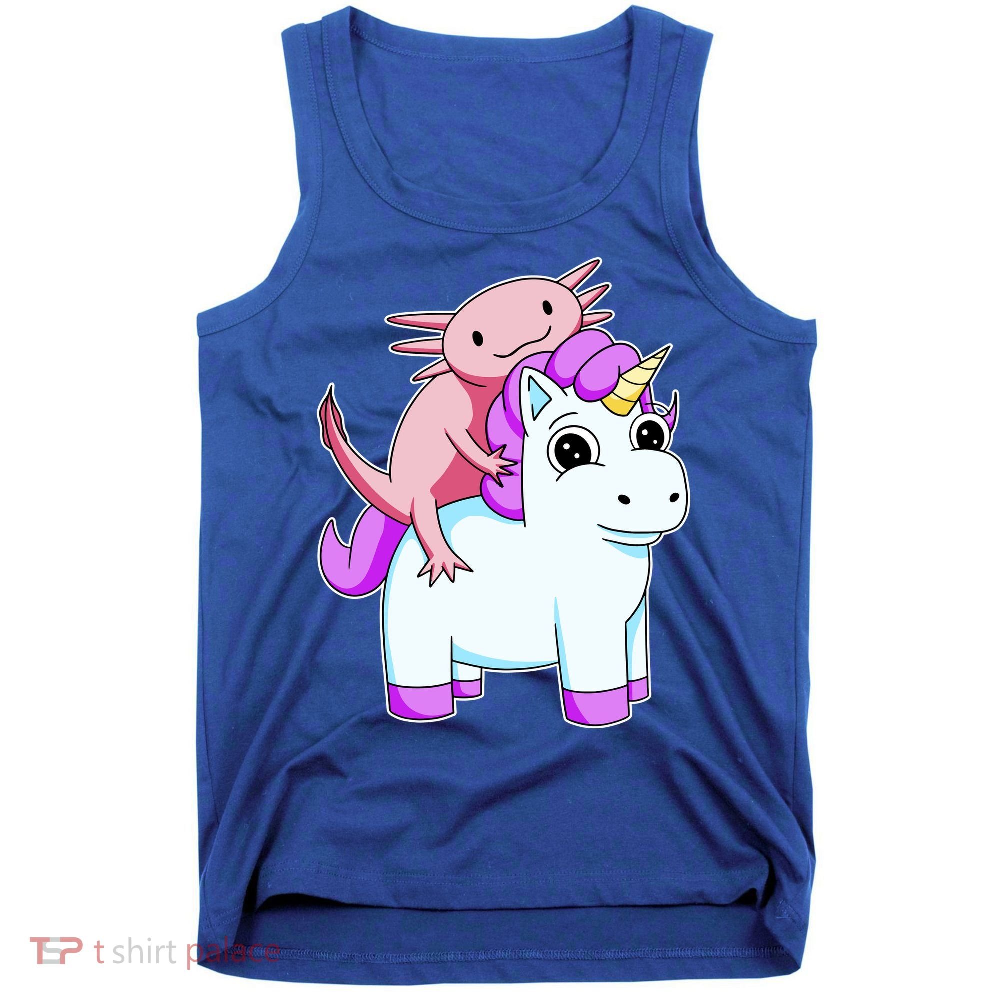 Axolotl Riding A Unicorn Funny Cute Tank Top