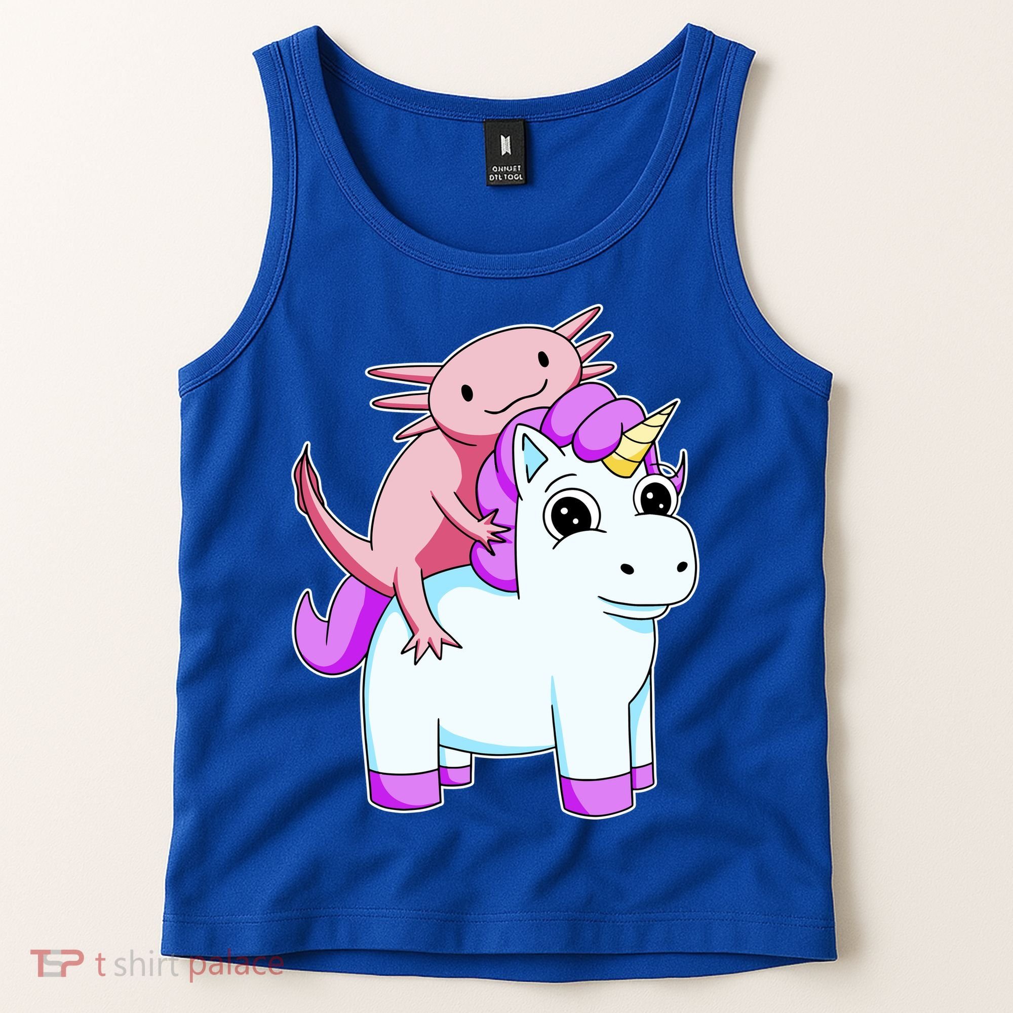 Axolotl Riding A Unicorn Funny Cute Tank Top