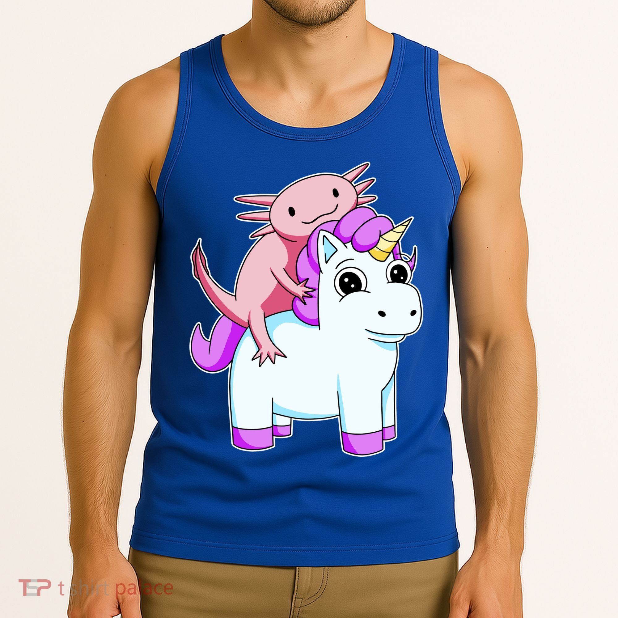 Axolotl Riding A Unicorn Funny Cute Tank Top