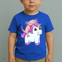Axolotl Riding A Unicorn Funny Cute Toddler T-Shirt thumb 2