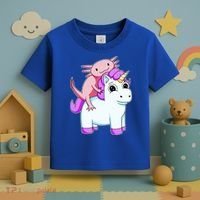 Axolotl Riding A Unicorn Funny Cute Toddler T-Shirt thumb 3