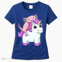 Axolotl Riding A Unicorn Funny Cute Women's T-Shirt thumb 0