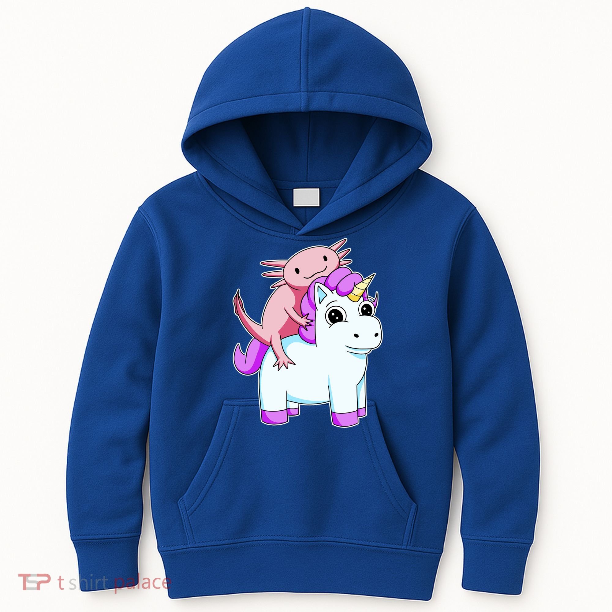 Axolotl Riding A Unicorn Funny Cute Kids Hoodie
