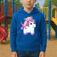Axolotl Riding A Unicorn Funny Cute Kids Hoodie thumb 2