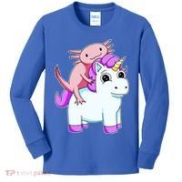 Axolotl Riding A Unicorn Funny Cute Kids Long Sleeve Shirt thumb 0