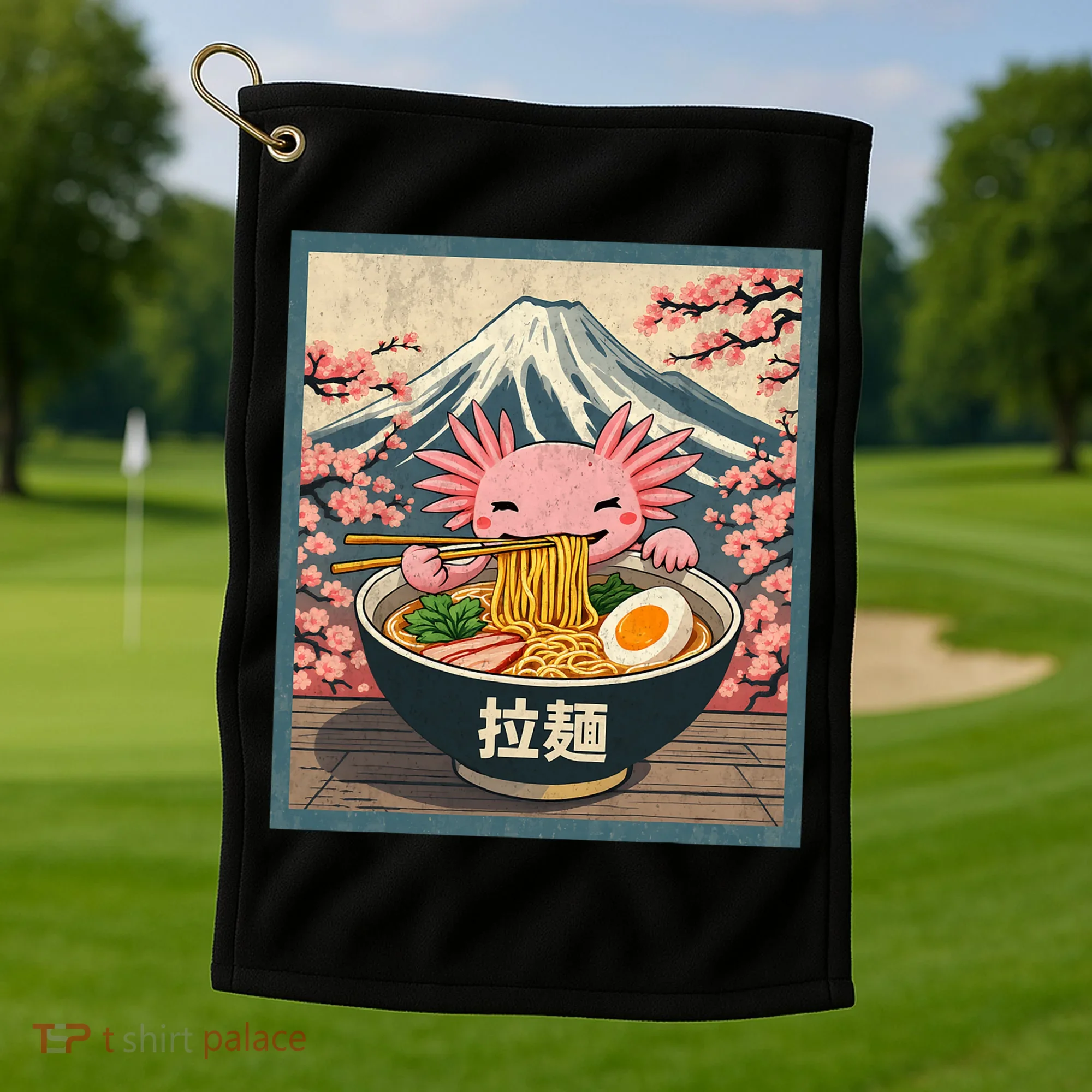 Axolotl Ramen Anime  Golf Towel