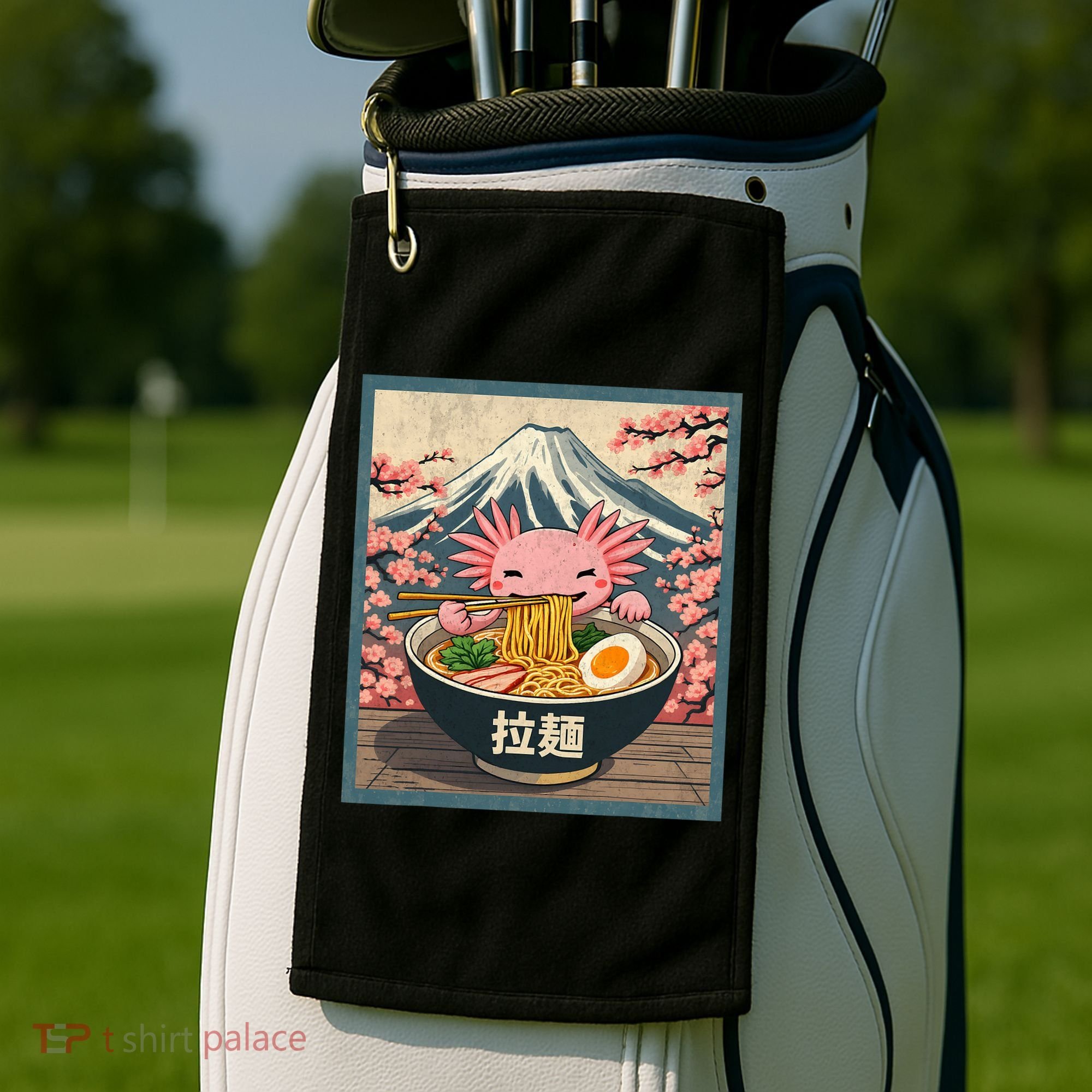 Axolotl Ramen Anime  Golf Towel