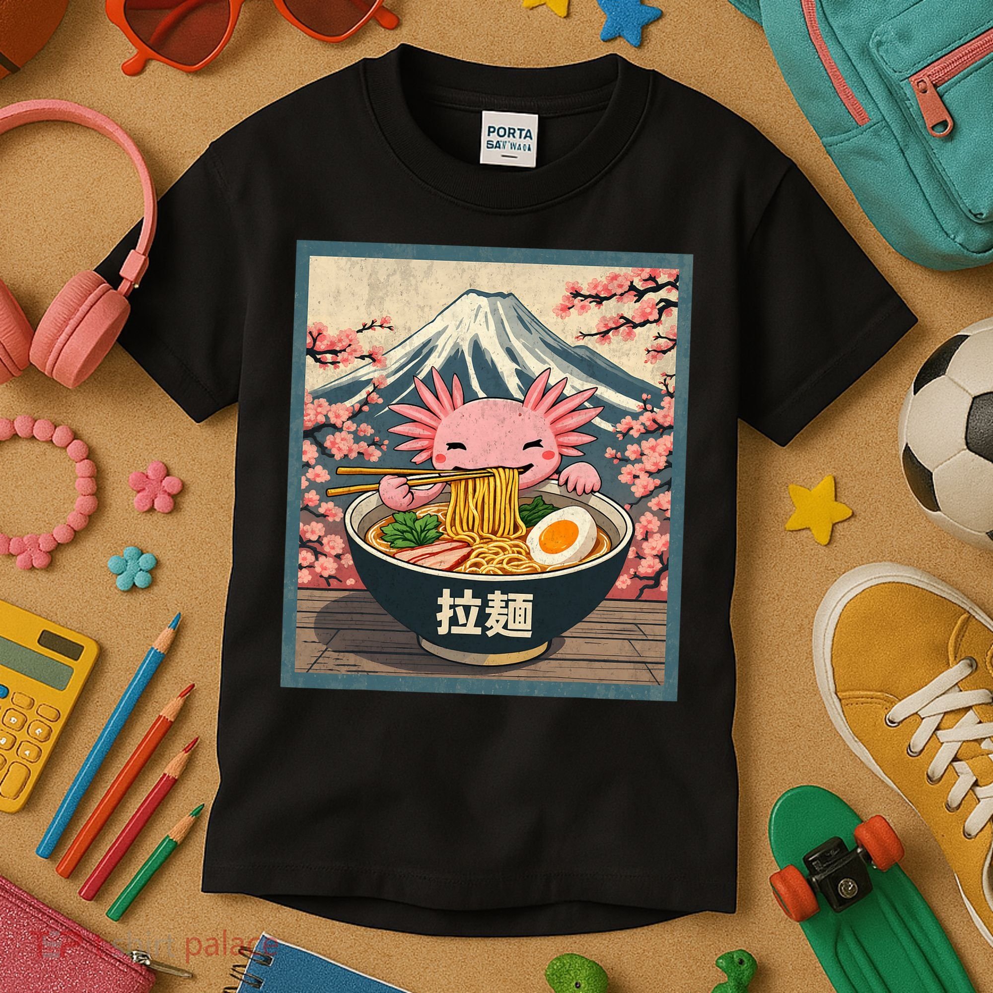 Axolotl Ramen Anime  Kids T-Shirt