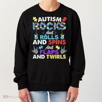 Autism Rocks And Rolls And Spins And Flaps And Twists Women's Sweatshirt thumb 0