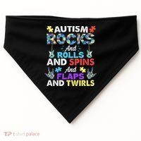 Autism Rocks And Rolls And Spins And Flaps And Twists USA-Made Doggie Bandana thumb 0