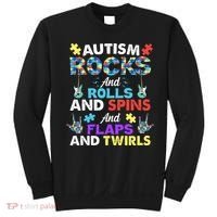 Autism Rocks And Rolls And Spins And Flaps And Twists Sweatshirt thumb 0