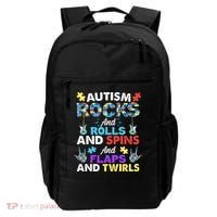 Autism Rocks And Rolls And Spins And Flaps And Twists Backpack thumb 0