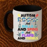 Autism Rocks And Rolls And Spins And Flaps And Twists Coffee Mug thumb 2