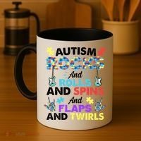 Autism Rocks And Rolls And Spins And Flaps And Twists Coffee Mug thumb 4