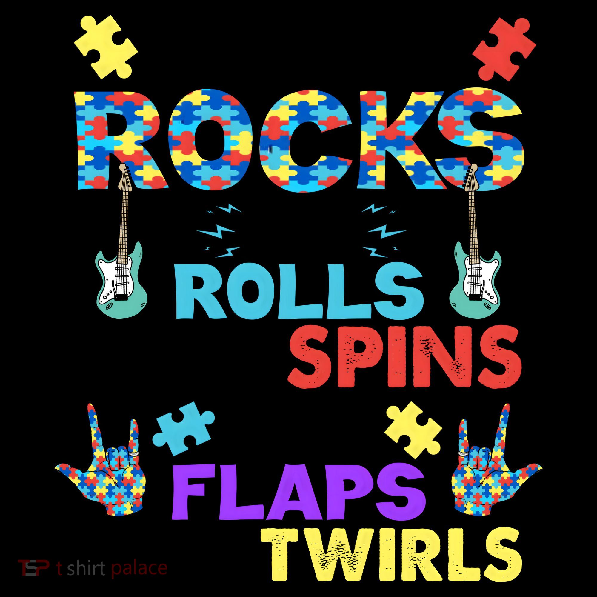 Autism Rocks And Rolls And Spins And Flaps And Twists Coffee Mug