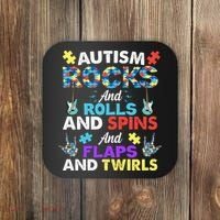 Autism Rocks And Rolls And Spins And Flaps And Twists Coaster thumb 0