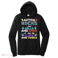 Autism Rocks And Rolls And Spins And Flaps And Twists Women's Hoodie thumb 0