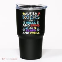 Autism Rocks And Rolls And Spins And Flaps And Twists Tumbler thumb 0