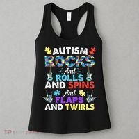 Autism Rocks And Rolls And Spins And Flaps And Twists Women's Tank Top thumb 3