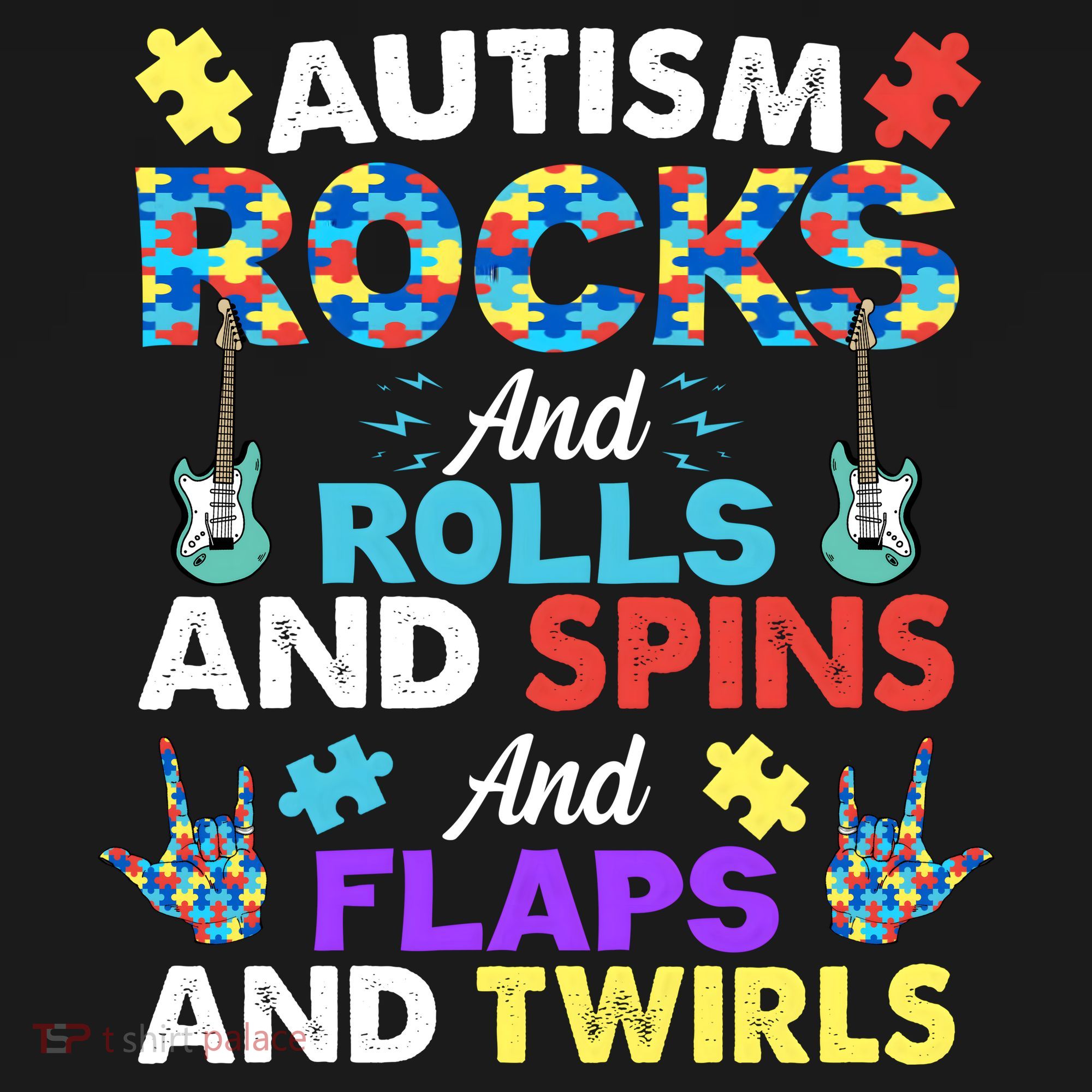 Autism Rocks And Rolls And Spins And Flaps And Twists Women's Tank Top