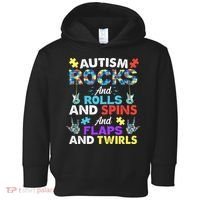 Autism Rocks And Rolls And Spins And Flaps And Twists Toddler Hoodie thumb 0
