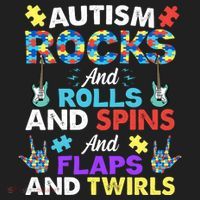 Autism Rocks And Rolls And Spins And Flaps And Twists Golf Towel thumb 3