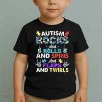 Autism Rocks And Rolls And Spins And Flaps And Twists Toddler T-Shirt thumb 2