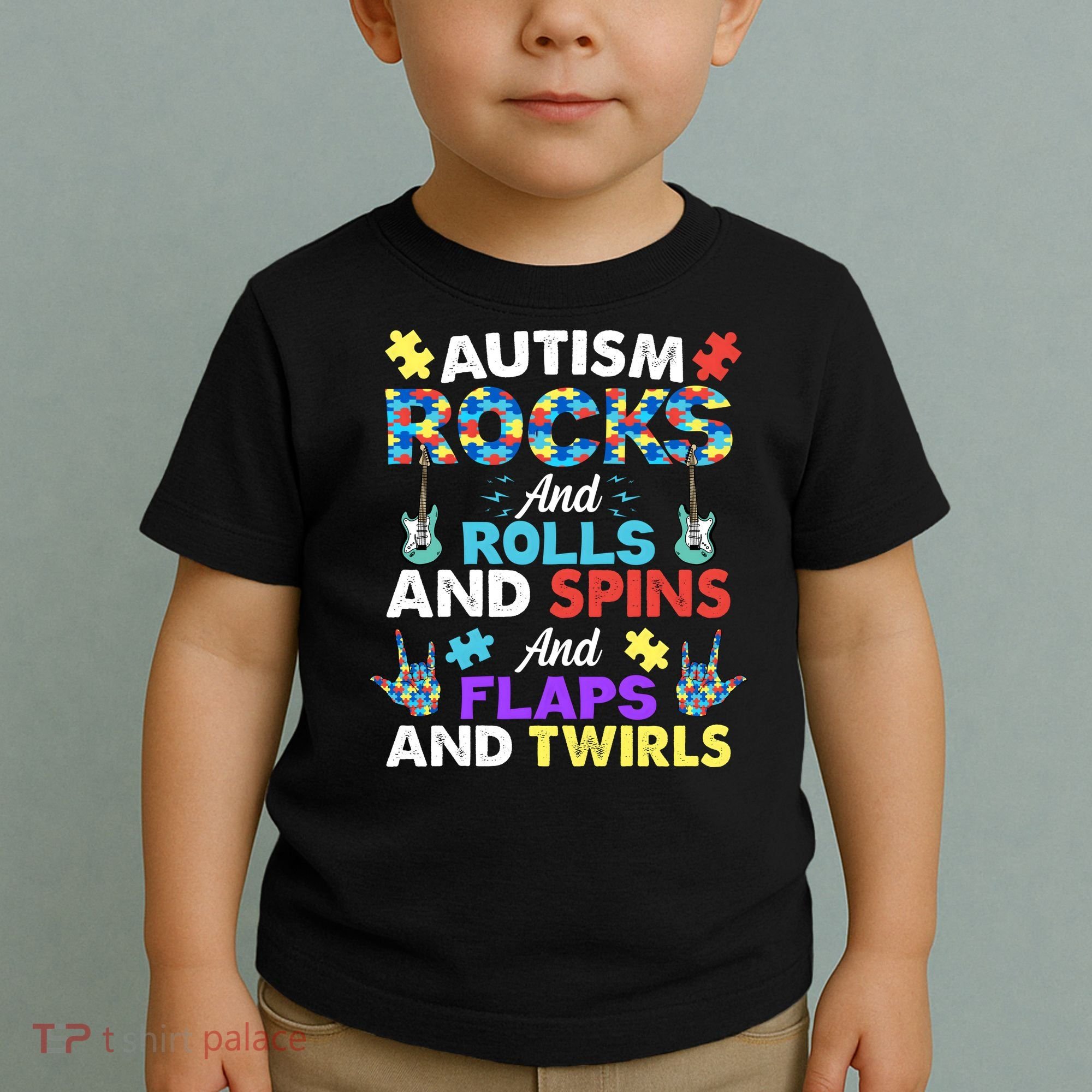 Autism Rocks And Rolls And Spins And Flaps And Twists Toddler T-Shirt