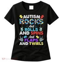 Autism Rocks And Rolls And Spins And Flaps And Twists Women's T-Shirt thumb 0