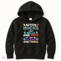 Autism Rocks And Rolls And Spins And Flaps And Twists Kids Hoodie thumb 0