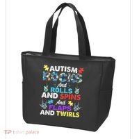 Autism Rocks And Rolls And Spins And Flaps And Twists Tote Bag thumb 3