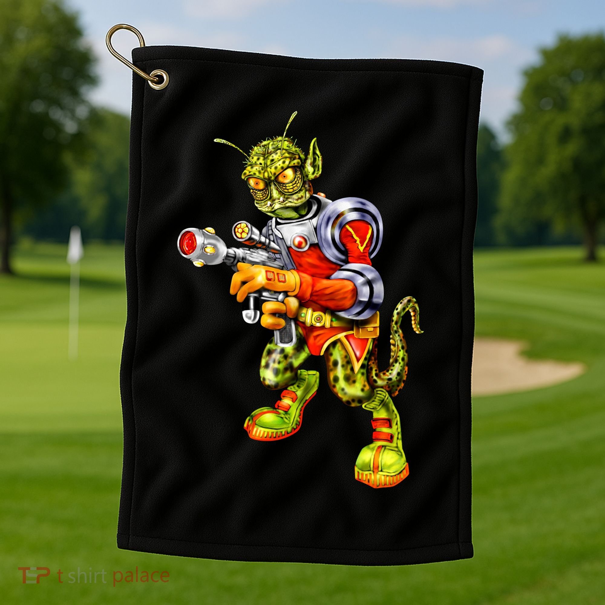 Alien Reptilian Golf Towel