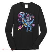 Astronaut Riding A Dinosaur In Space Long Sleeve Shirt thumb 0