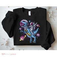 Astronaut Riding A Dinosaur In Space Sweatshirt thumb 2