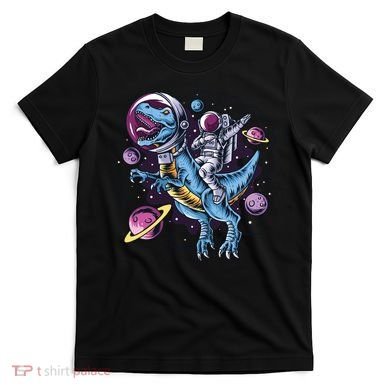 Astronaut Riding A Dinosaur In Space T-Shirt