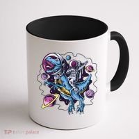 Astronaut Riding A Dinosaur In Space Coffee Mug thumb 1