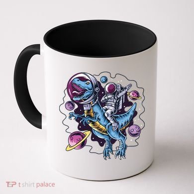 Astronaut Riding A Dinosaur In Space Coffee Mug