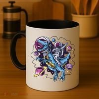 Astronaut Riding A Dinosaur In Space Coffee Mug thumb 4