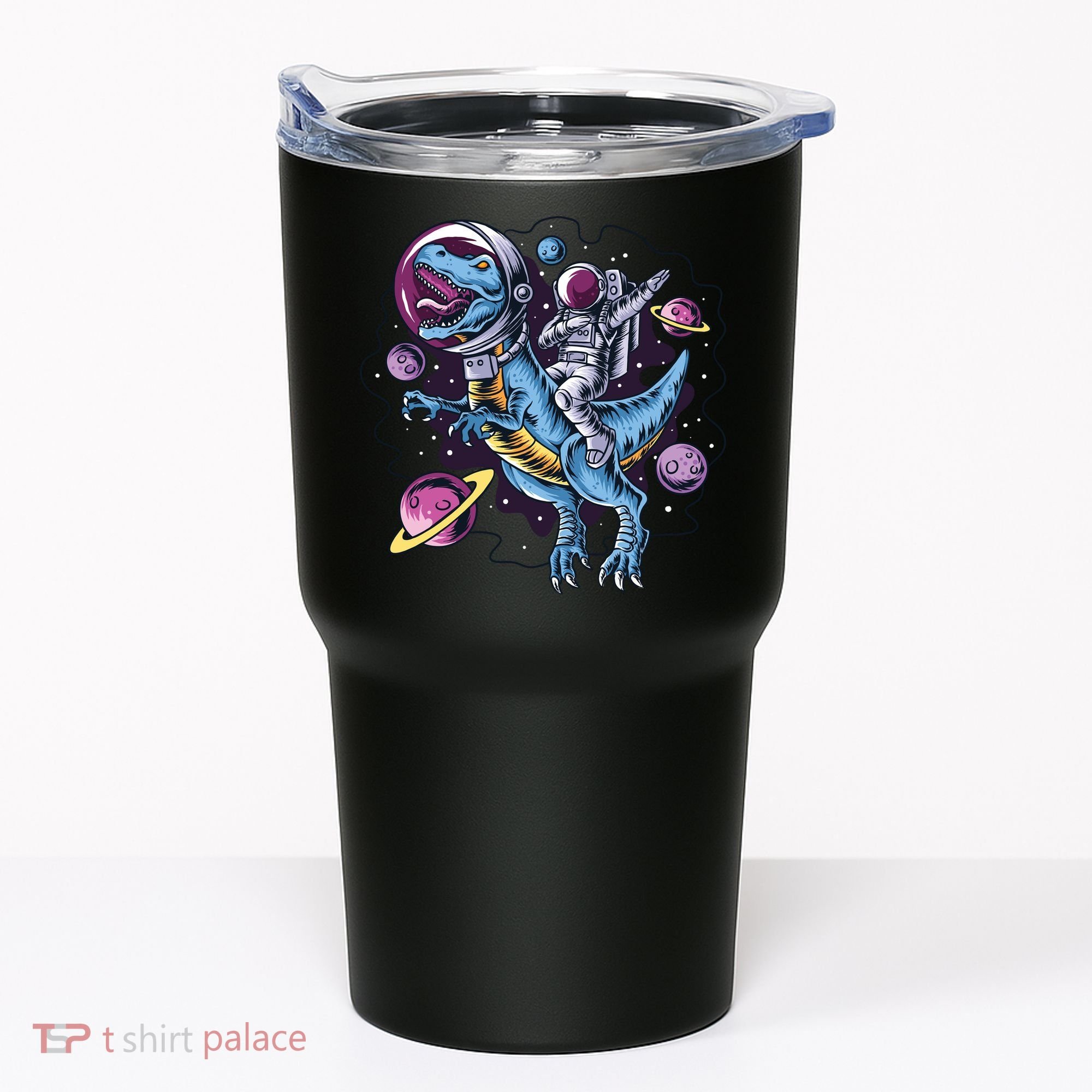 Astronaut Riding A Dinosaur In Space Tumbler