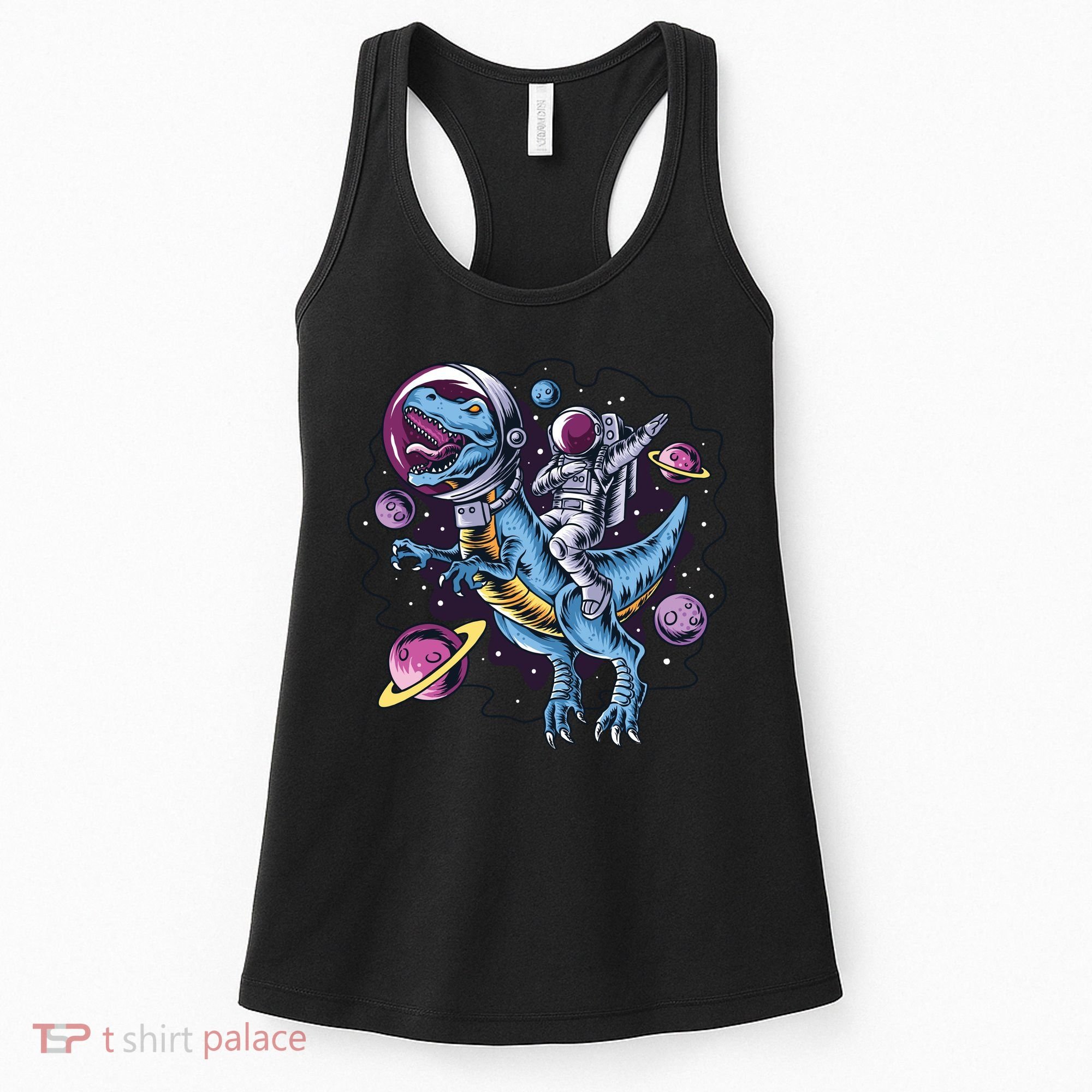 Astronaut Riding A Dinosaur In Space Women's Tank Top
