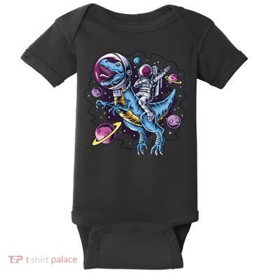 Astronaut Riding A Dinosaur In Space Baby Bodysuit