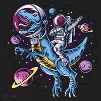 Astronaut Riding A Dinosaur In Space Hat thumb 2