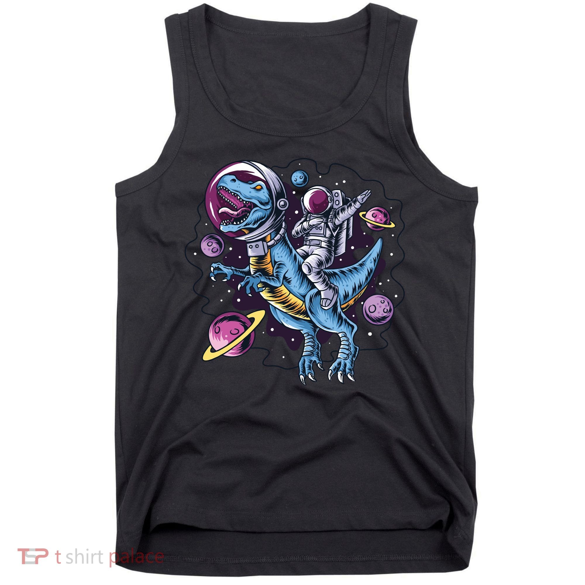 Astronaut Riding A Dinosaur In Space Tank Top