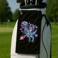 Astronaut Riding A Dinosaur In Space Golf Towel thumb 2