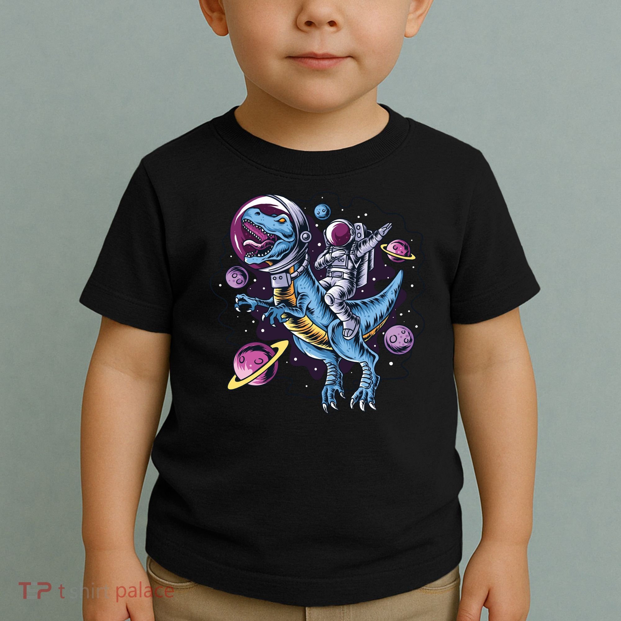 Astronaut Riding A Dinosaur In Space Toddler T-Shirt