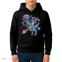 Astronaut Riding A Dinosaur In Space Kids Hoodie thumb 4