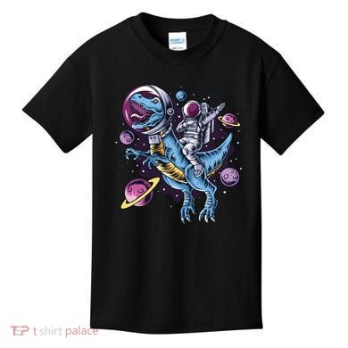 Astronaut Riding A Dinosaur In Space Kids T-Shirt