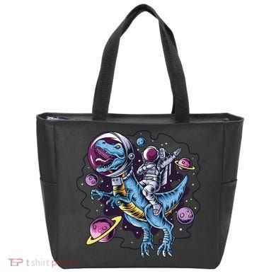 Astronaut Riding A Dinosaur In Space Tote Bag