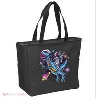 Astronaut Riding A Dinosaur In Space Tote Bag thumb 2